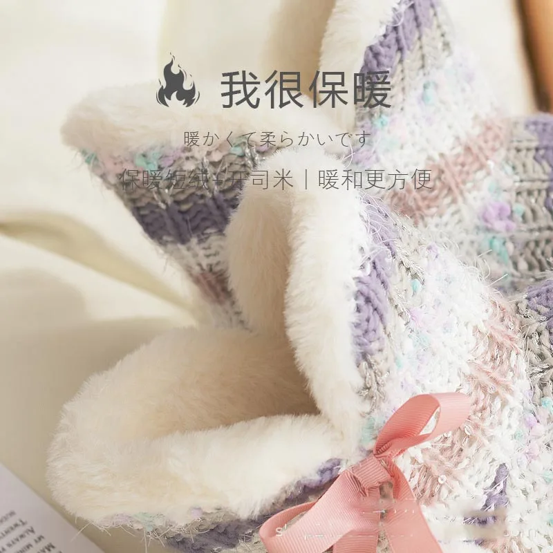 Warm Plush Indoor Floor Slippers Non-slip Men Women Soft Shoes Cotton Home Shoes Winter Women Slippers Couples Lovers Wool