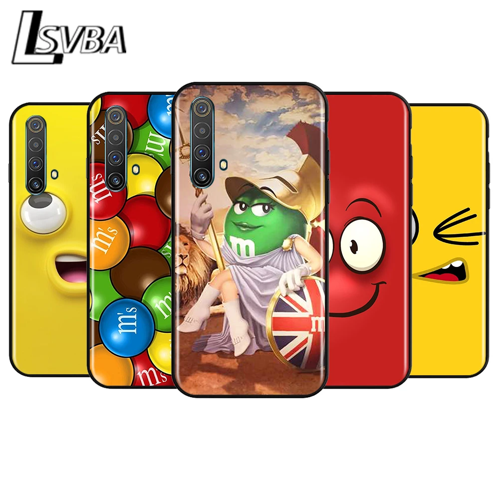 

Cute M&M Chocolate for OPPO Realme V15 X5 X3 X50 X7 X2 C17 C11 C3 C2 7 7i 6 6S 6i 5 3 2 Pro Soft Black Phone Case