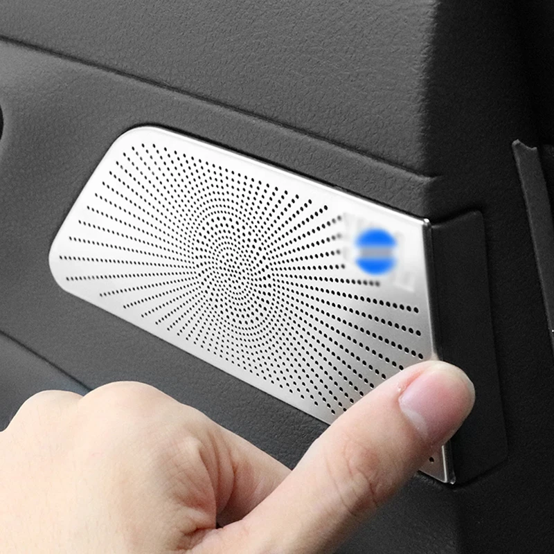 QHCP Car Rear Door Speaker Cover Stainless Steel Loudspeaker Frame 2Pcs Fits For Toyota Avalon 2019 2020 2021 Interior Accessory |