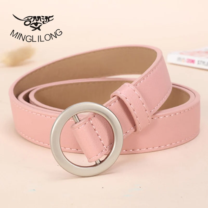 Женские ремни MINGLILONG брендовые дизайнерские с круглой пряжкой 2019|Женские ремни| |