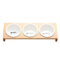 fashion cat dog feeders bowls bamboo tableware ceramic pet food water bowl high grade anti skid pet supplies dog cat bowl