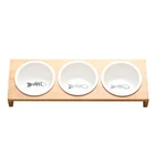 Модные кормушки для кошек и собак, Бамбуковая посуда, керамическая миска для корма и воды для домашних животных, высококачественные противоскользящие товары для домашних животных, миска для собак и кошек