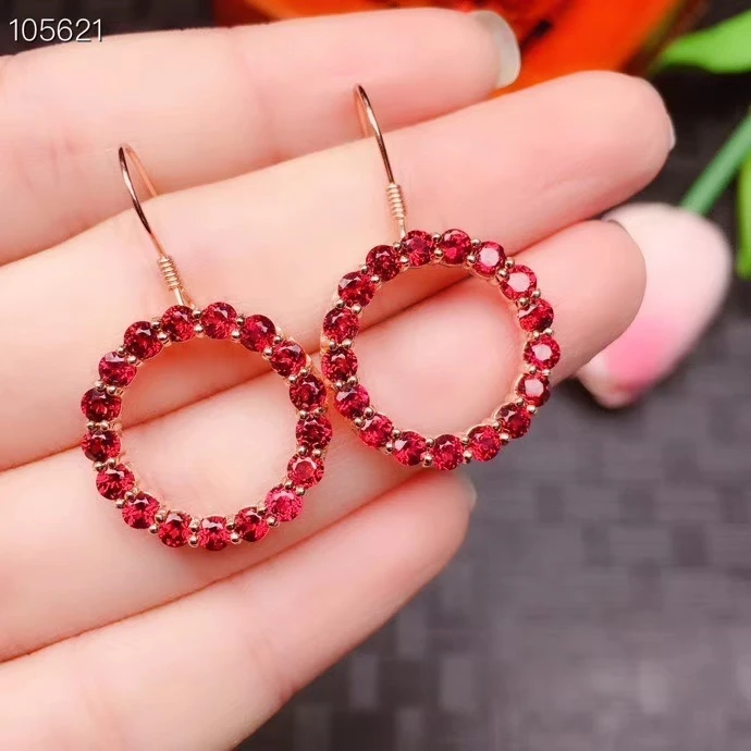 

KJJEAXCMY Boutique jewelry 925 Sterling Silver Natural Aluminium Garnet Gem Girl Necklace Pendant Ring 2 Piece Set Free Shipping