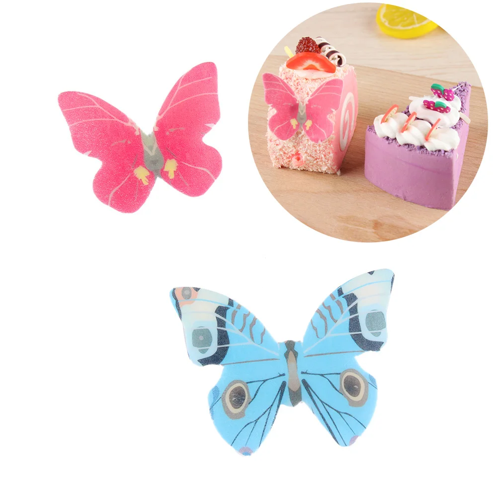 42 шт. смешанные бабочки съедобные клейкие вафли рисовая бумага топперы для