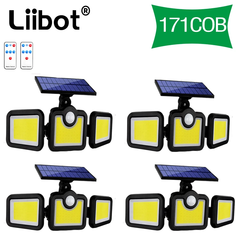 

Solar Lights Outdoor Lightting 3 Head Motion Sensor 270 Wide Angle Illumination IP65 Waterproof Wall Lamp Garden Spotlight LED