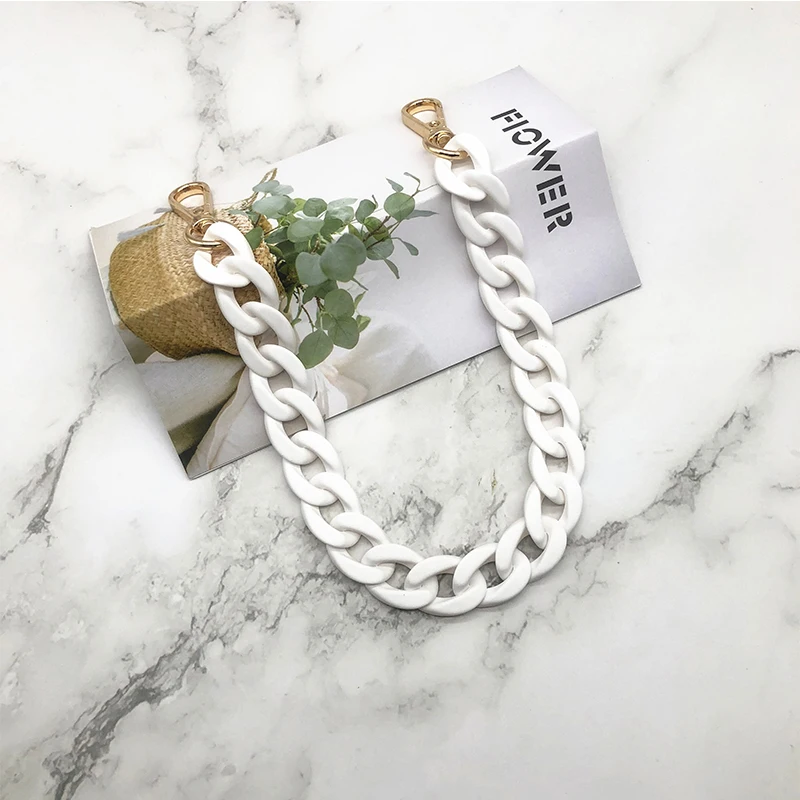 Hot Sell 37-115 CM Frosted Alloy Fish Bone Plastic Chain Resin Chain Bag Strap for Handbags For Women Accessories Colorful Ladie