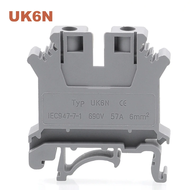 5 шт. Винтовые клеммные колодки для Din-рейки UK-6N