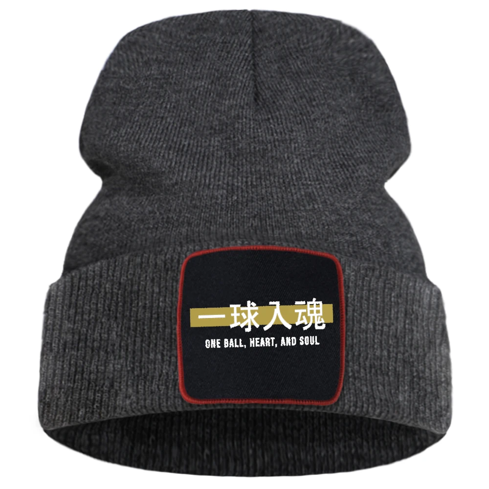 

Haikyuu!! Letters Men Knitted Hats Japan Anime Warm Street Hip Hop Women Winter Hat Harajuku Cotoon Fashion Ski Caps For Boys