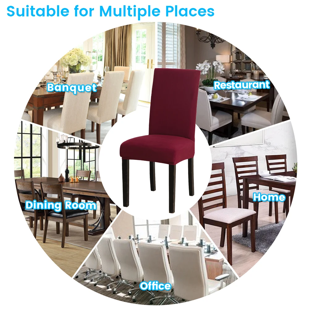

6pcs/set Solid Color Chair Cover Stretch Spandex Elastic Slipcovers Chair Covers For Dining Room Kitchen Wedding Banquet Hotel