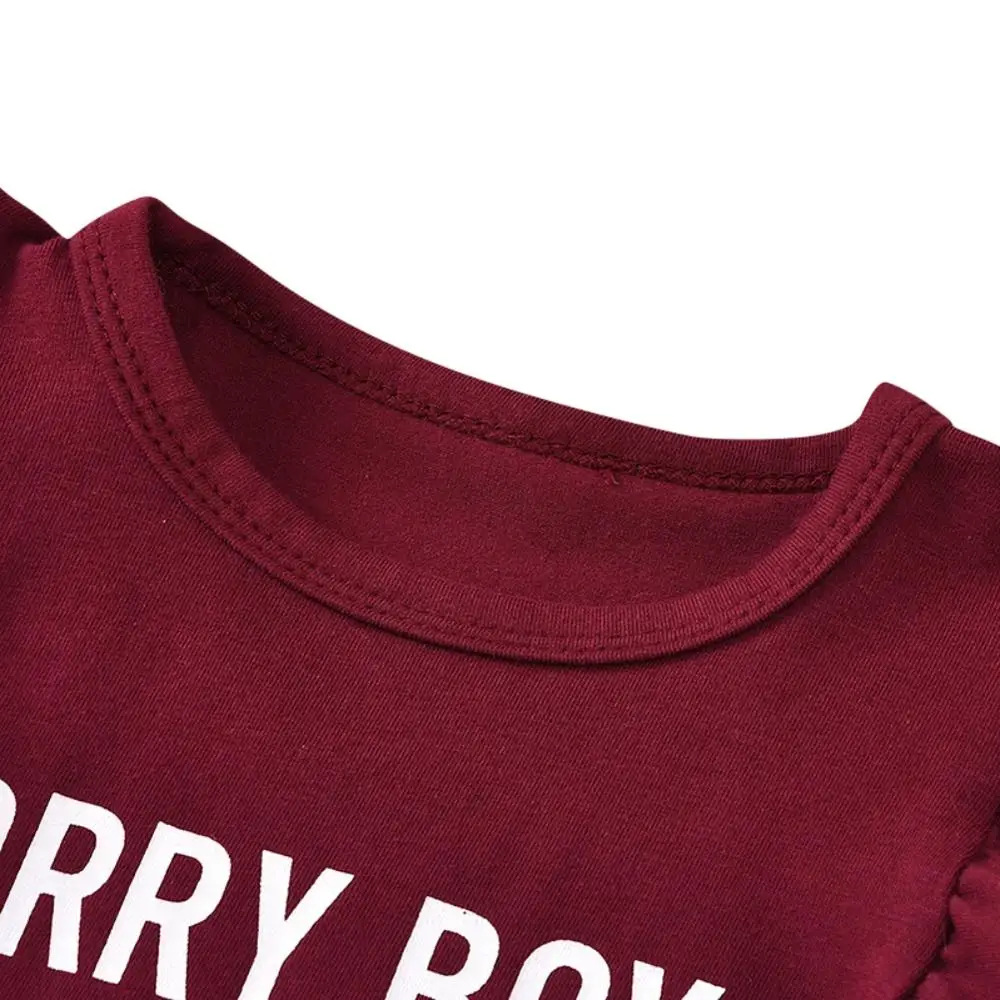 Комбинезон для маленьких девочек с расклешенными рукавами и буквенным принтом +