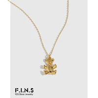 f i n s chic cute bear 100 s925 sterling silver clavicle chain necklace cartoons small bear pendant silver 925 fine jewelry