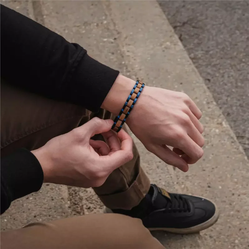 9mm Men Women Bracelet Stainless Steel Luxury Brand Charm Metal Oak Wood Blue Bandlets Element Factory Price | Украшения и