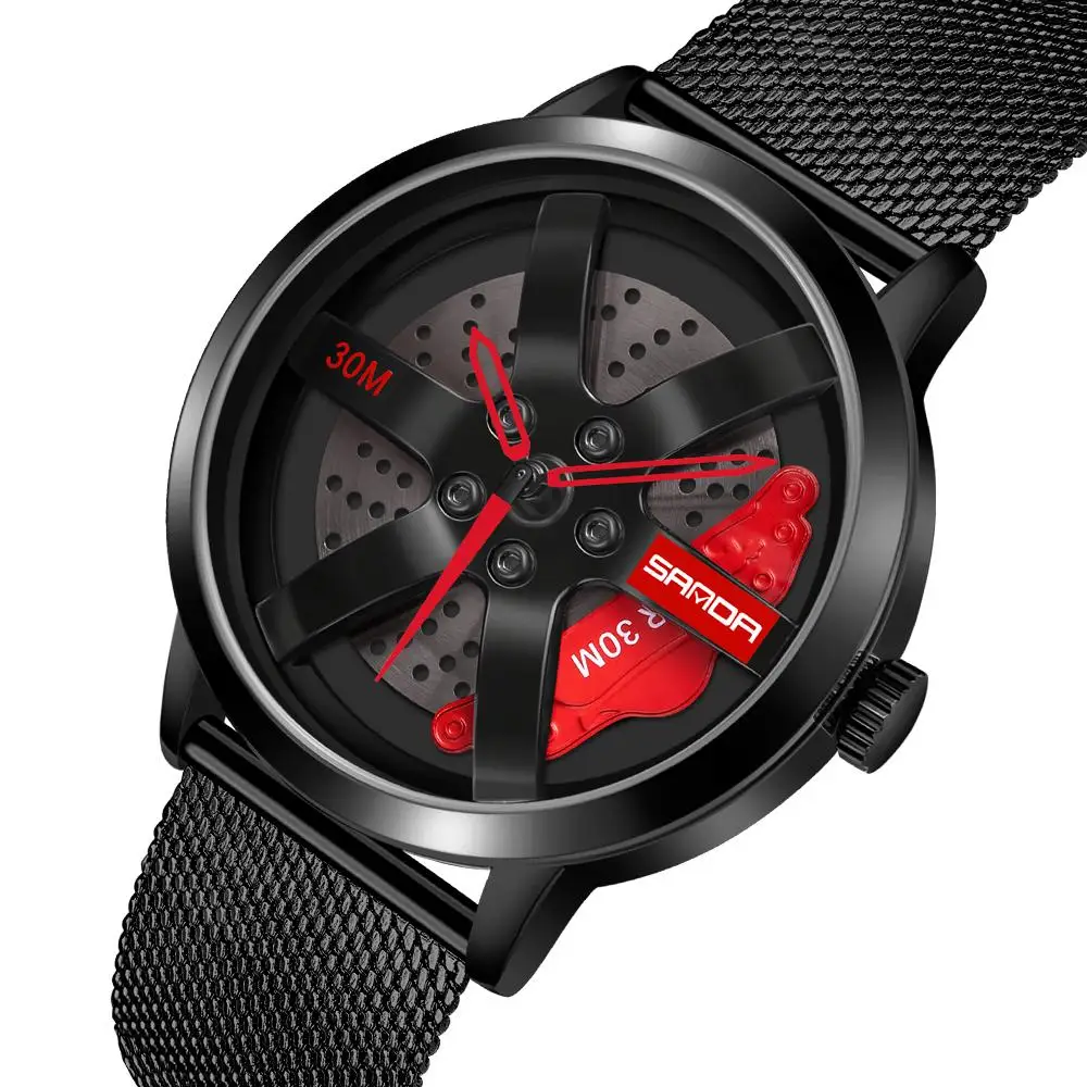 

Часы SANDA Wheel Series Мужские с циферблатом, брендовые Модные Кварцевые водонепроницаемые наручные, с сетчатым ремешком, P1075