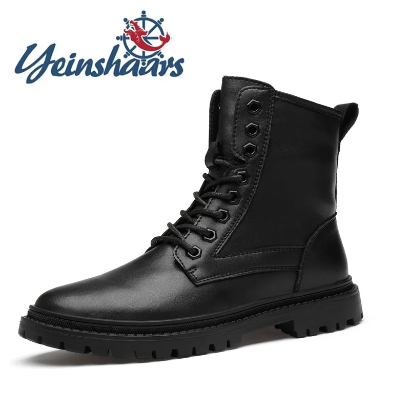 Мужские ботинки Martin из натуральной кожи с высоким берцем зимняя теплая обувь для