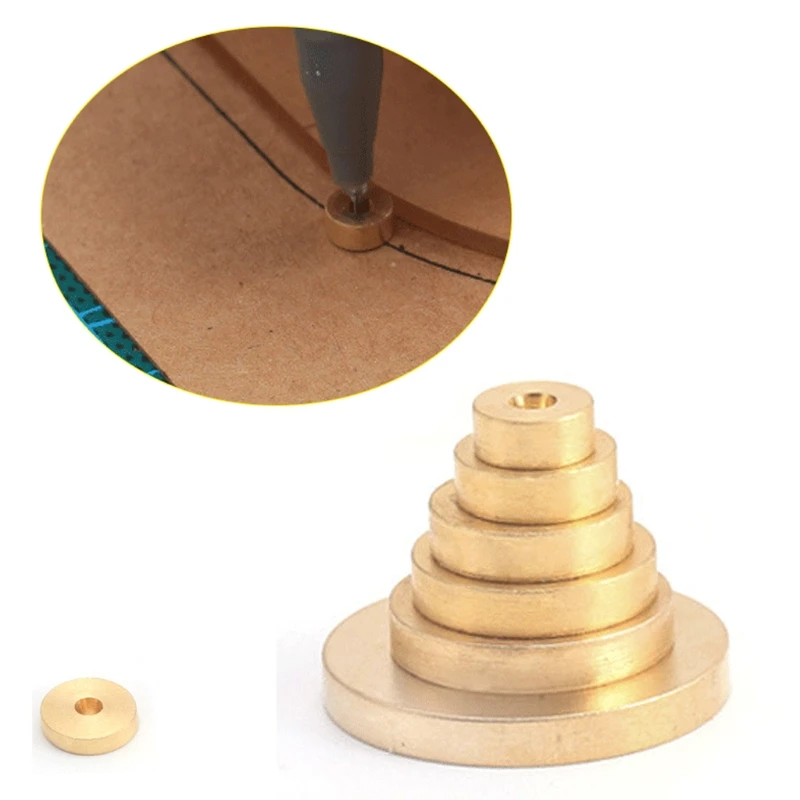 

808B 6 PCs Leather Craft Solid Brass Circular Margin Gauge Space Set over Liner 6/8/10/12/14/20mm Small and Big Hole