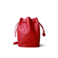 Genuine leather cow skin soft small bucket bags women shoulder crossbody bag