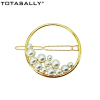 totasally hot pop simulated pearl hair clips women circle hairgrips geo hair jewelry palillos del pelo gift for girls