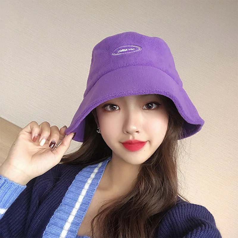 Женская корейская версия утолщенной рыбацкой шляпы однотонная ведро шапка осень и зима ретро теплая повседневная многофункциональная прекрасная шляпа.