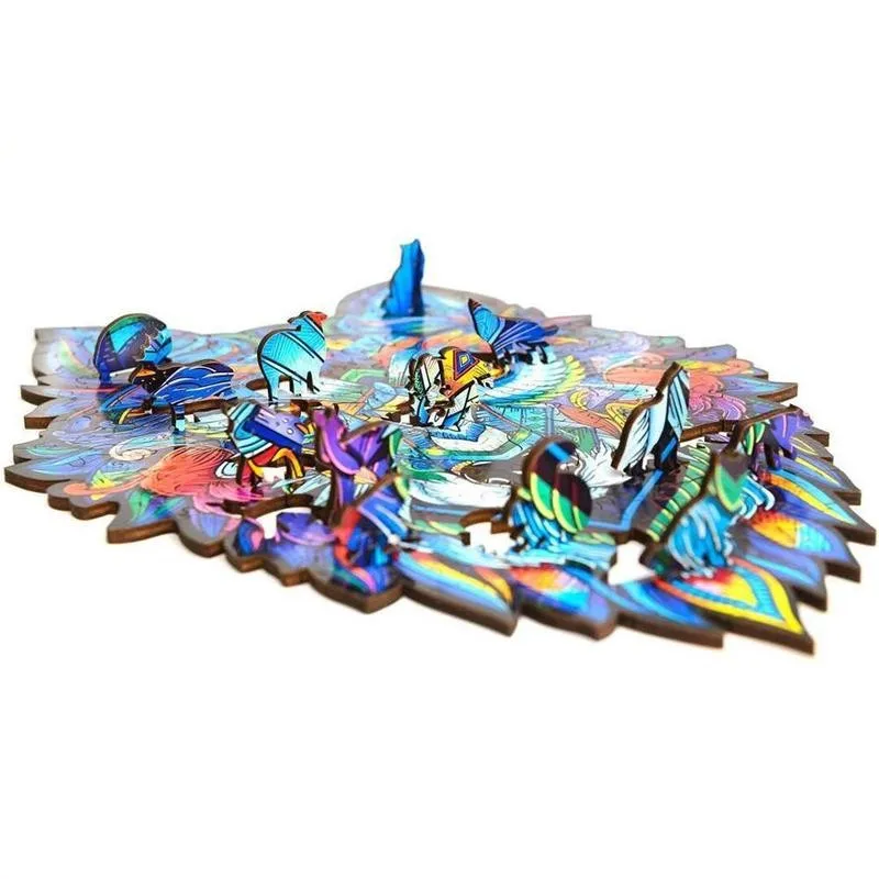 

Animal Wood Puzzle Jigsaw Puzzles Mysterious Wolf Puzzle Gift For Adults Kids Educational Fabulous Gift Wolf Wooden Puzzle