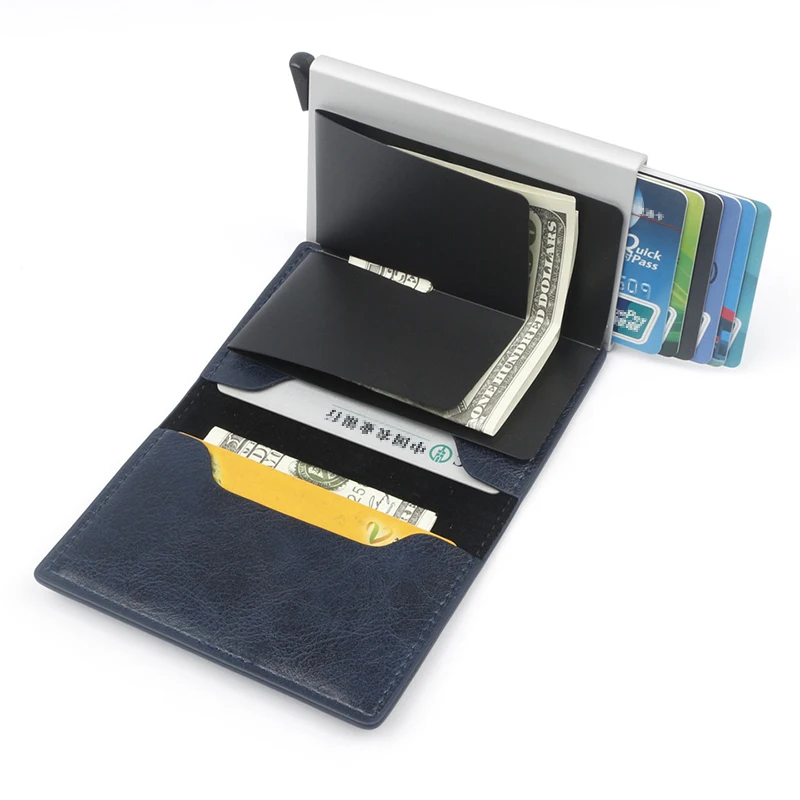 Бизнес Rfid держатель для карт мужские кошельки сумка для денег Мужской винтажный короткий кошелек маленькие кожаные тонкие бумажники для мужчин мини кошелек Тонкий