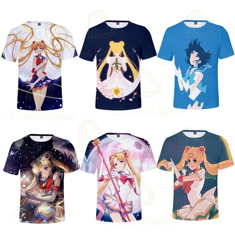 Женские/женские футболки с 3D принтом Сейлор Мун Летняя распродажа 2020 коротким