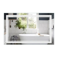 smart led bathroom mirror 2 key mode high definition silver mirror dimmableanti fog with 2 light emitting framesus stock