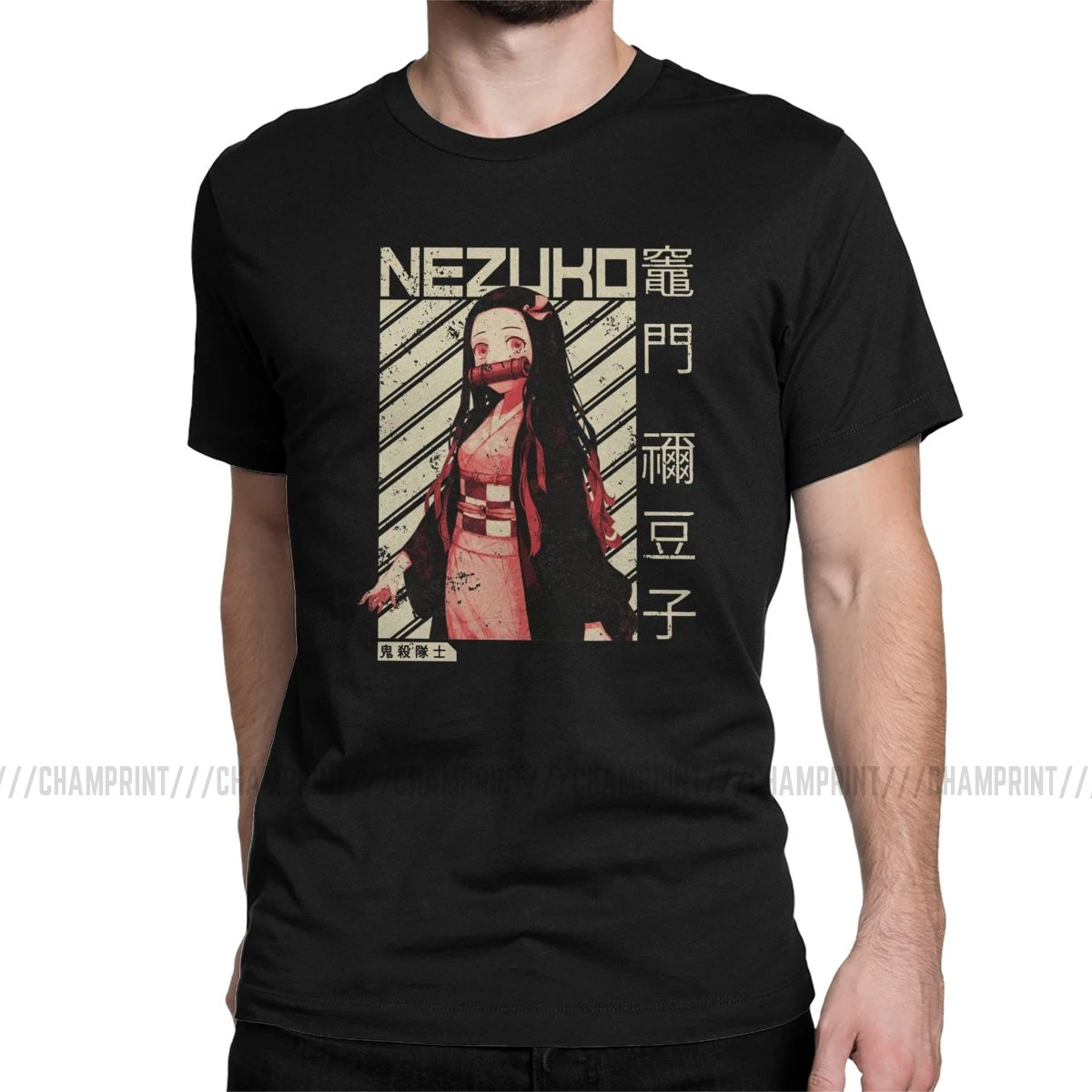 Demon Slayer Nezuko Kimetsu No Yaiba аниме футболка для мужчин креативная хлопковая футболка футболки с коротким рукавом топы с принтом - Цвет: Черный