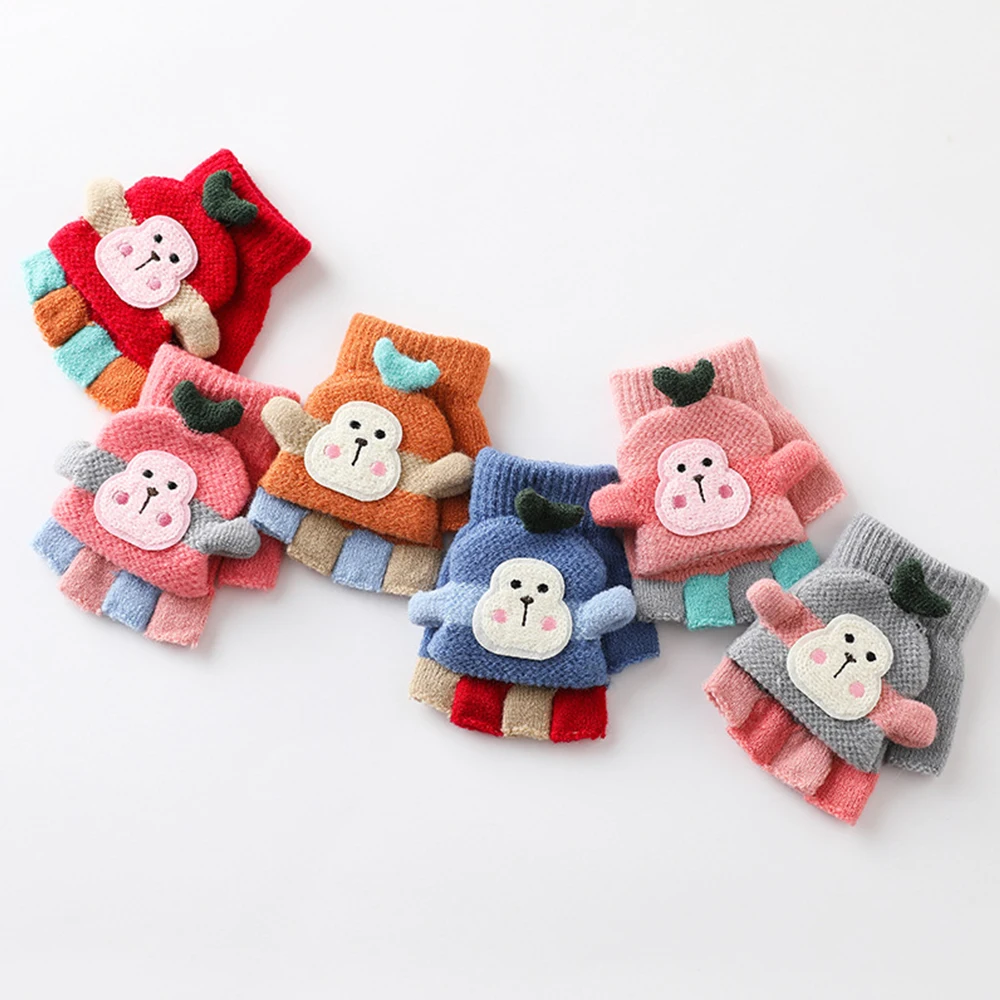 

1 пара, Детские Зимние перчатки без пальцев, 6 цветов