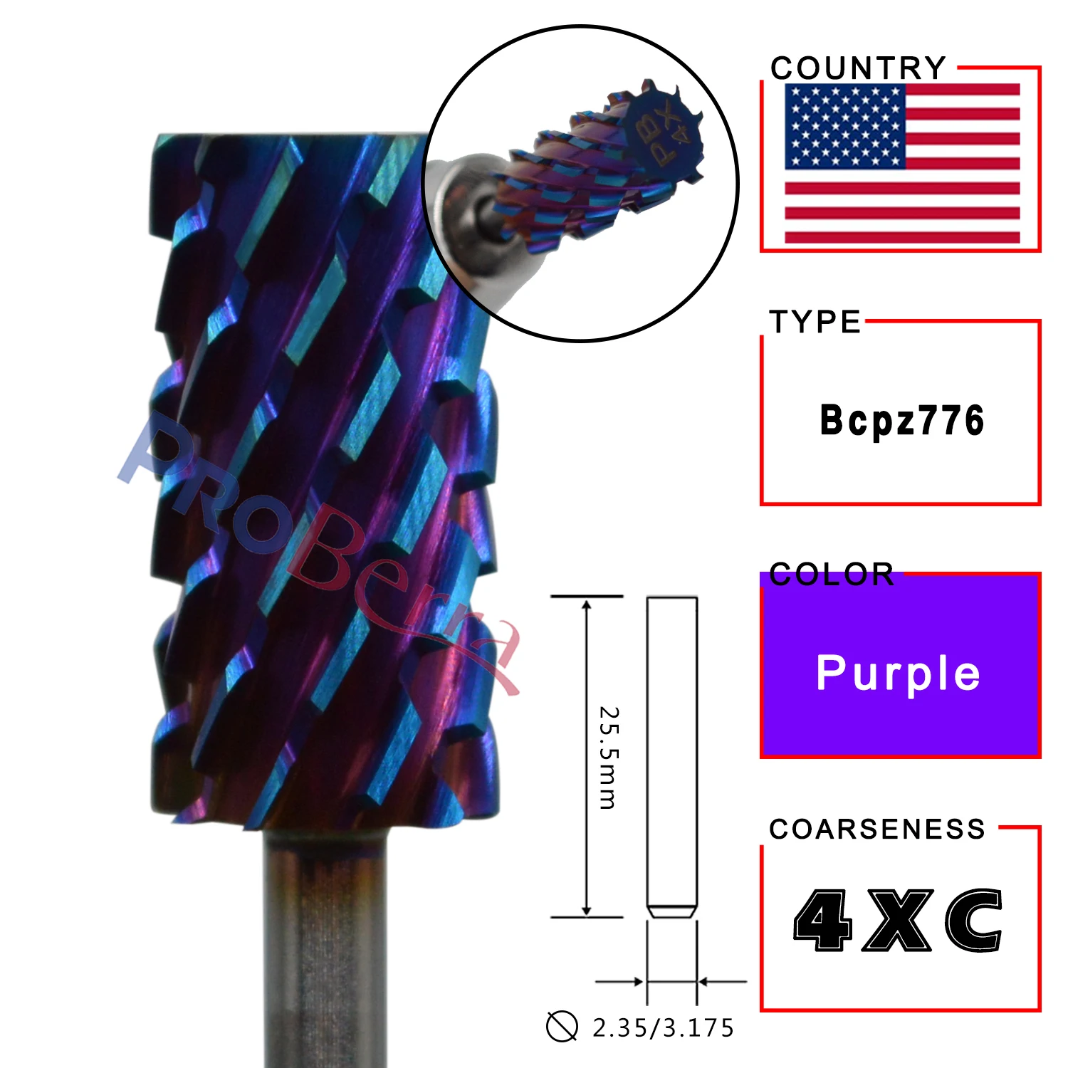 Proberra Tungsten 6 большая бочка с синим лезвием карбид супер острые резные фрезы резак