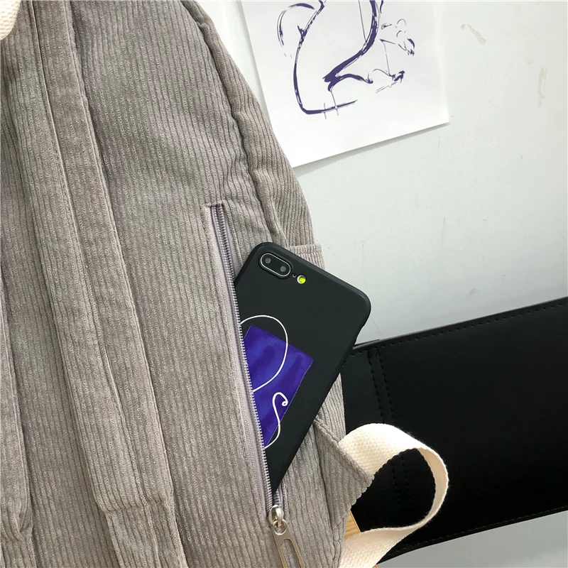 

Corduroy Backpacks For Women 2020 Fashion Winter Casual Style Ladies Solid Color Back Pack Female Teen Girls School Backpack