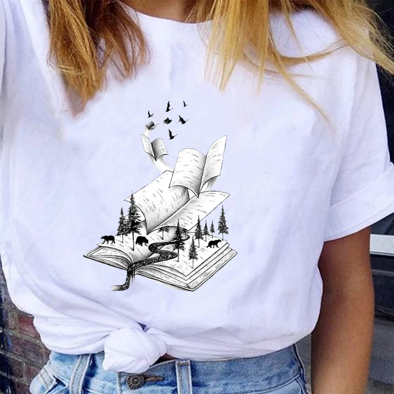 

Women Graphic Wave Beach Cartoon Vacation Summer Spring Fashion Short Sleeve Lady Clothes Tops Tees Print Female Tshirt T-Shirt