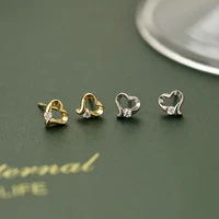 s925 sterling silver love heart inlaid zirconium retro wild simple earrings niche earrings new stud earrings for girls