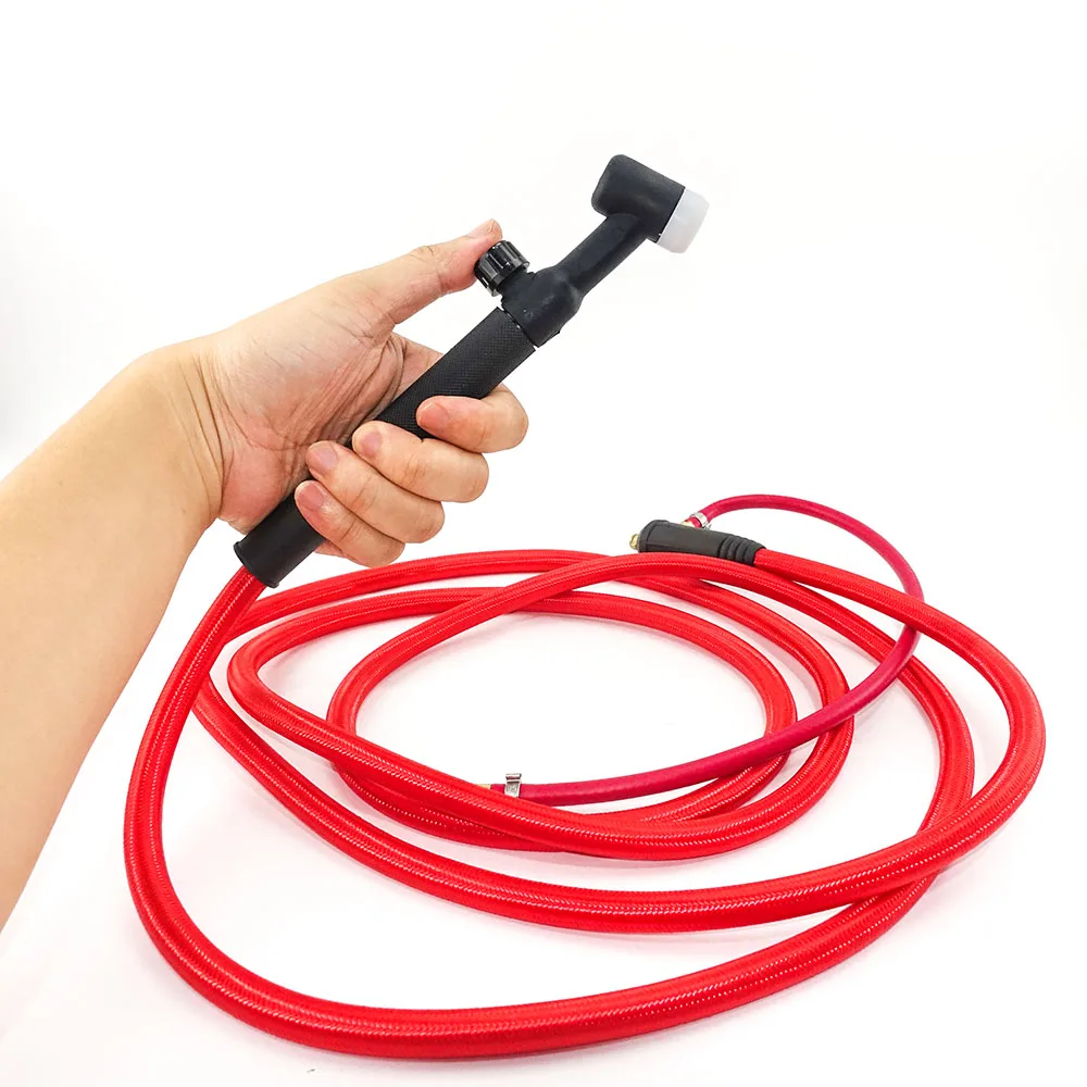 150A TIG Welding Torch 3m/5m Soft Red Hose Flexible Gas Valve Quick Connector DKJ 10-25 35-50 WP17 WP17FV Welder Gun images - 6