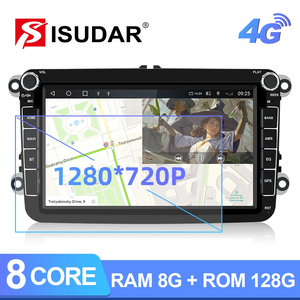 $133.65 Isudar T72 2 Din Car Multimedia player Android 10 For VW/Volkswagen/POLO/PASSAT B6/B7/Golf/Tiguan/Skoda GPS Car Radio Audio Auto