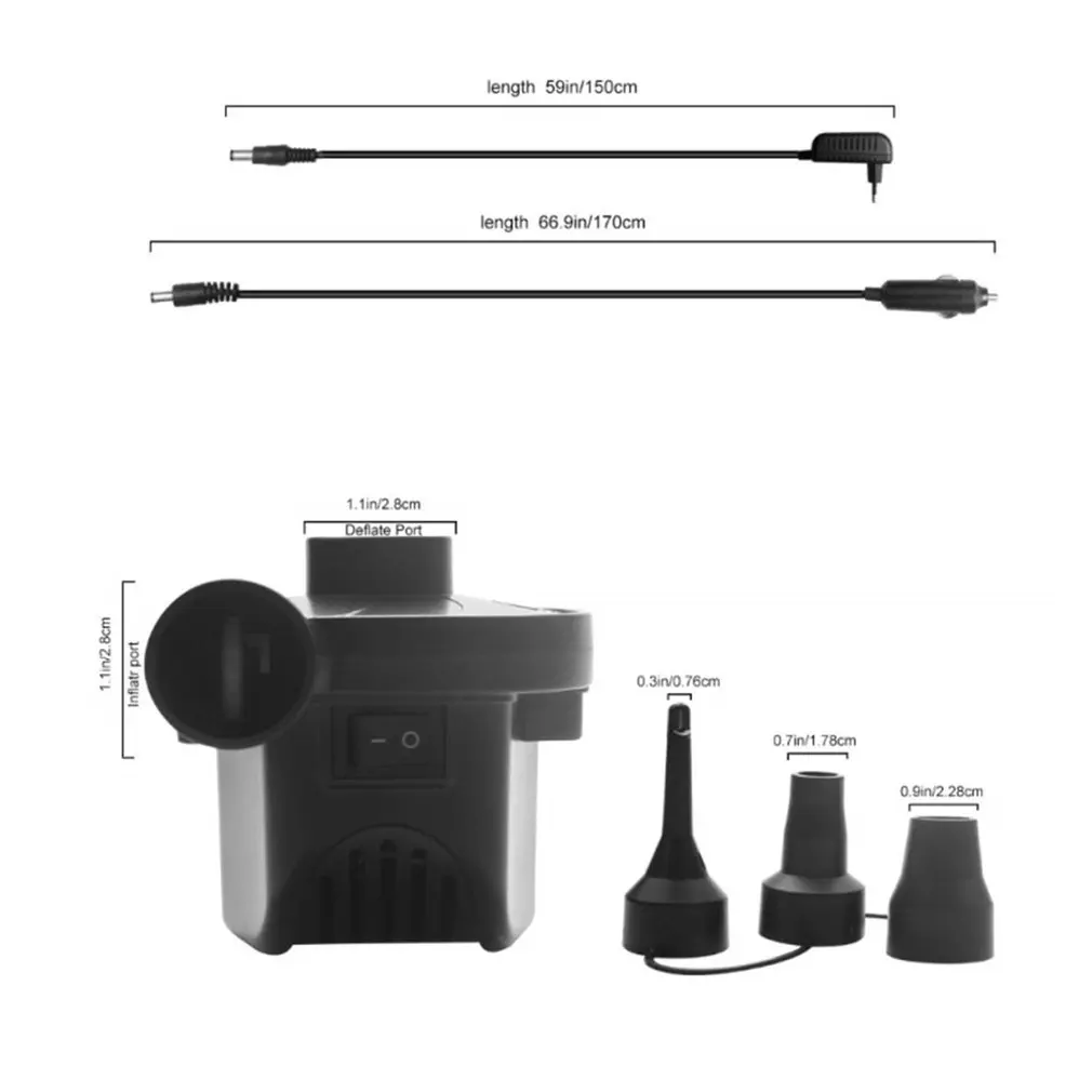 

Electric Air Pump Air Cushion Pump Portable Fast Charge with 3 Nozzles Ac / 12v Dc Air Pump for Outdoor Camping