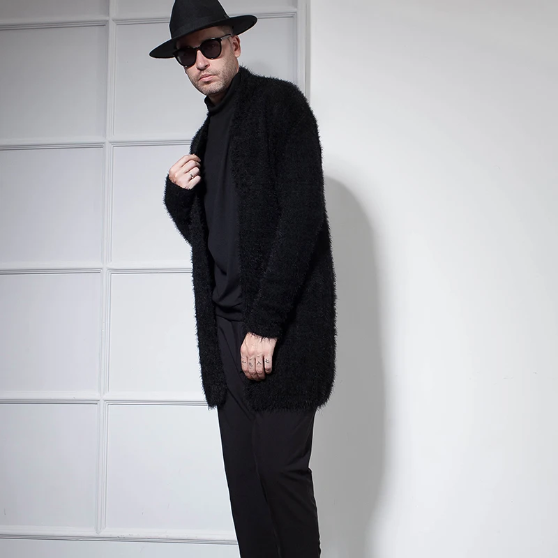 Новинка Осень-Зима в европейском и американском стиле дикий черный кардиган