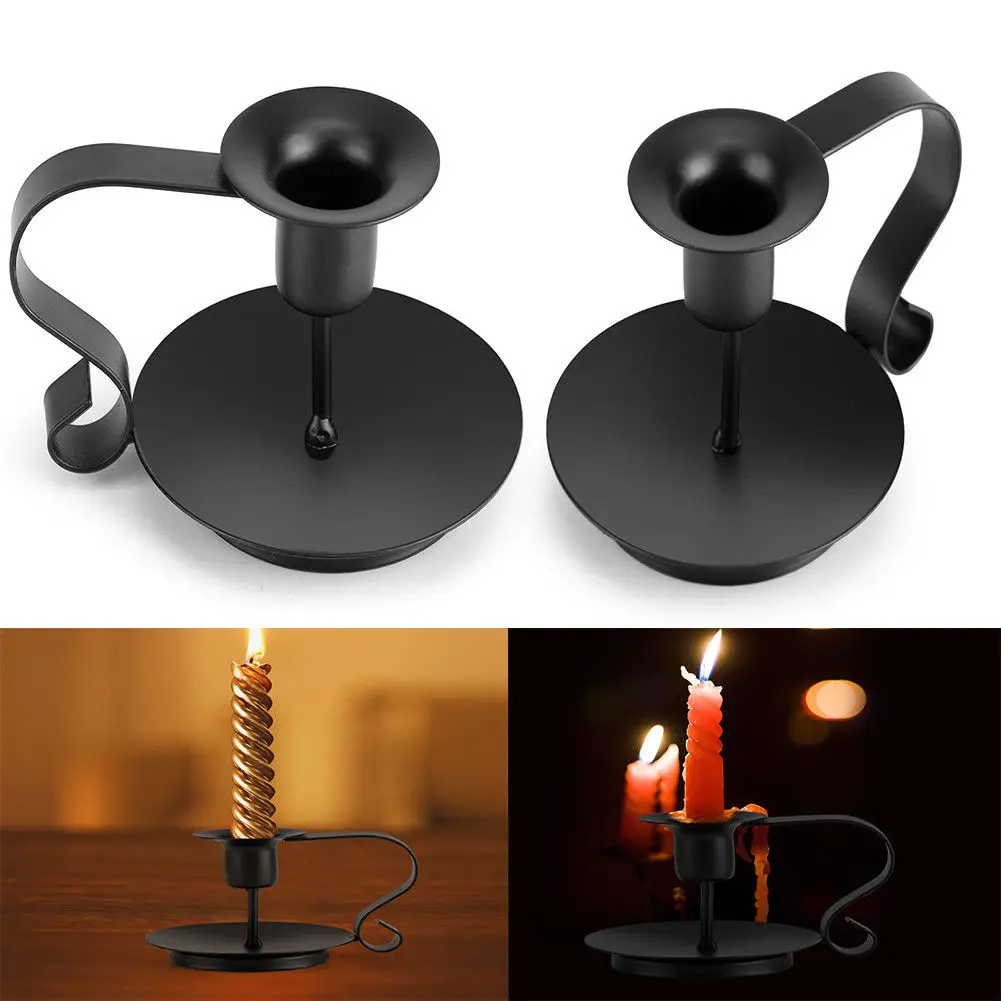 

Blk Iron Taper Candle Holder Candelabra Metal Candlestick Holder Vintage Popular