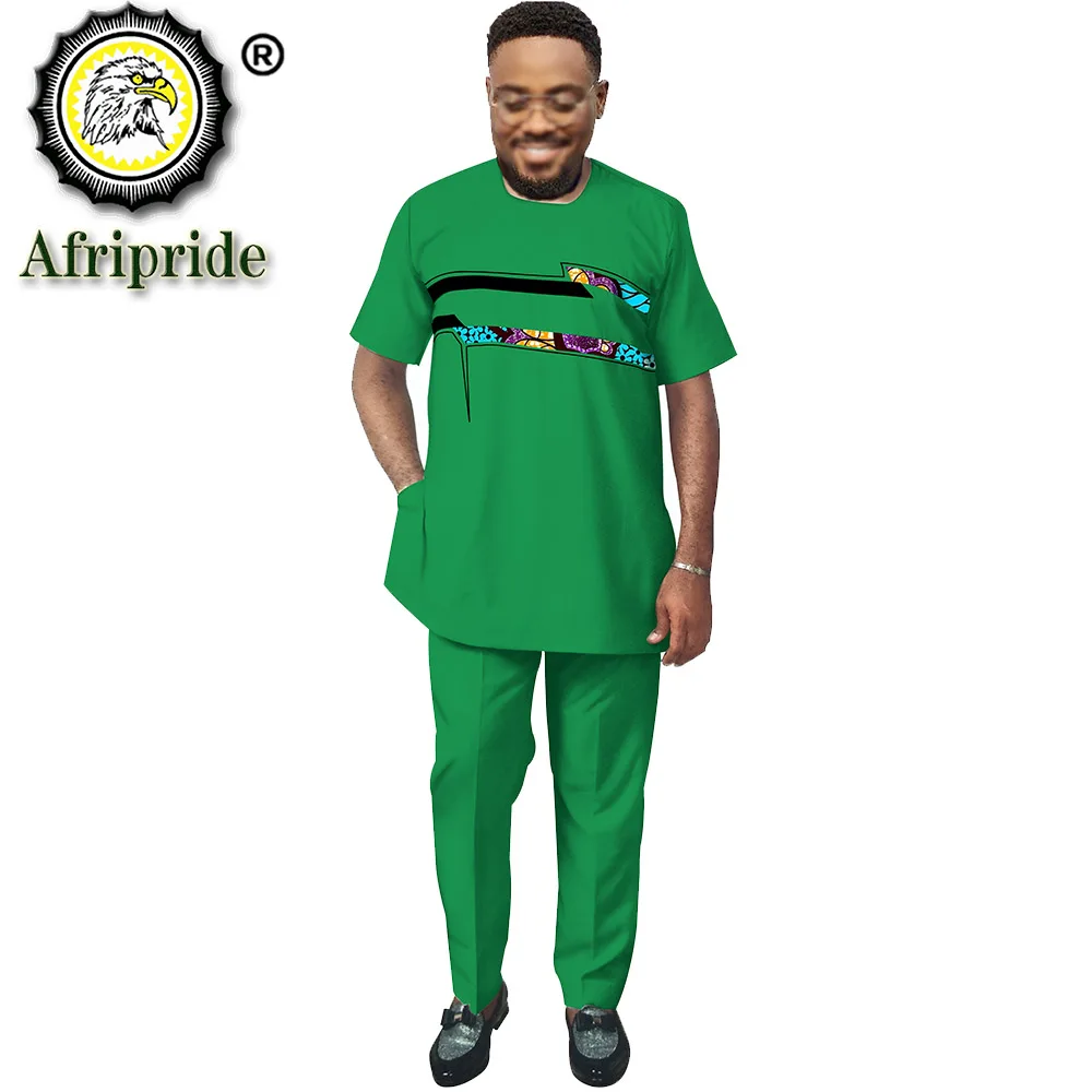 

Африканская одежда для мужчин, рубашки с коротким рукавом и женский спортивный костюм из 2 предметов, кроп-топ Bazin, богатый принт, наряды S2016020