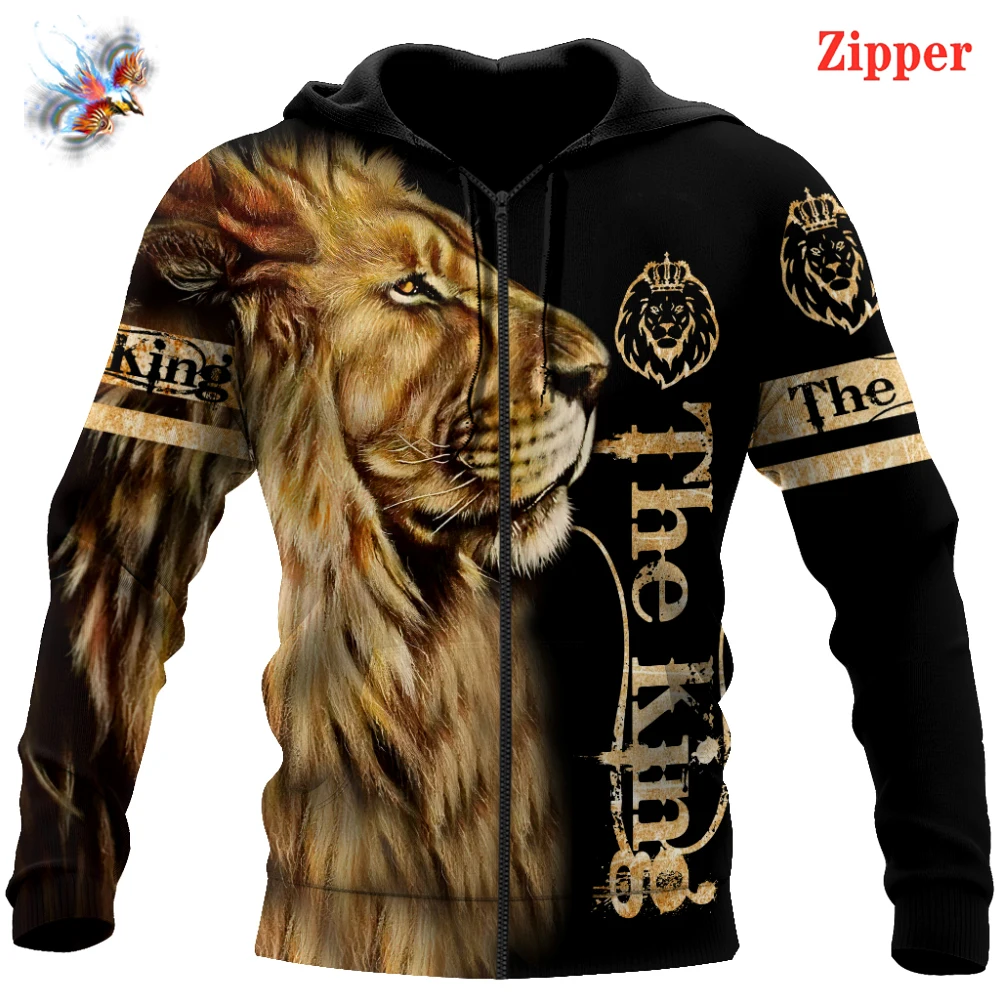 

2021 New Fashion Animal Lion 3D High Quality Printing Fashion Men's Zipper Hoodie Harajuku Street Autumn Casual Hoodie Unisex