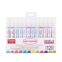 12 colors high capacity fluorescent double line pen set art markers dreamy outline pens painting pen creative diy graffiti pens