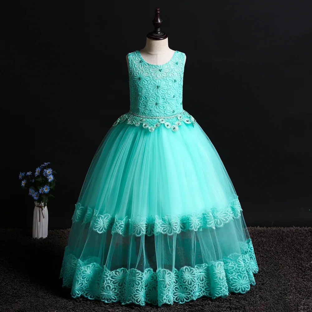 Платье для девочек в европейском и американском стиле кружевное платье без