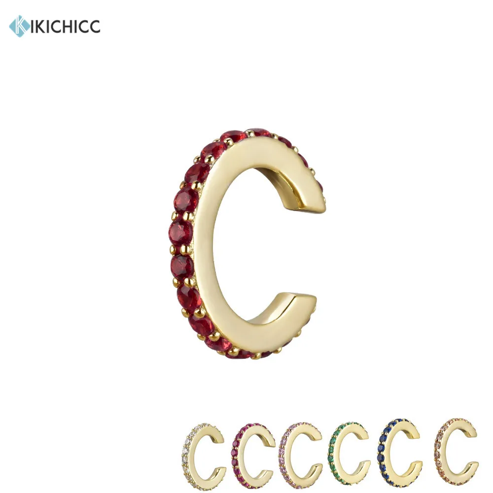 Kikichicc бриллиантовые серебряные Красные кристаллы манжеты для ушей серьги с