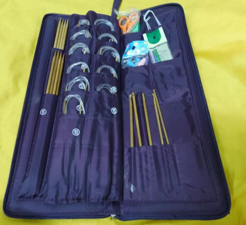 Набор вязальных игл из бамбука 22 размера прямая игла 11 размеров круглая кольцо