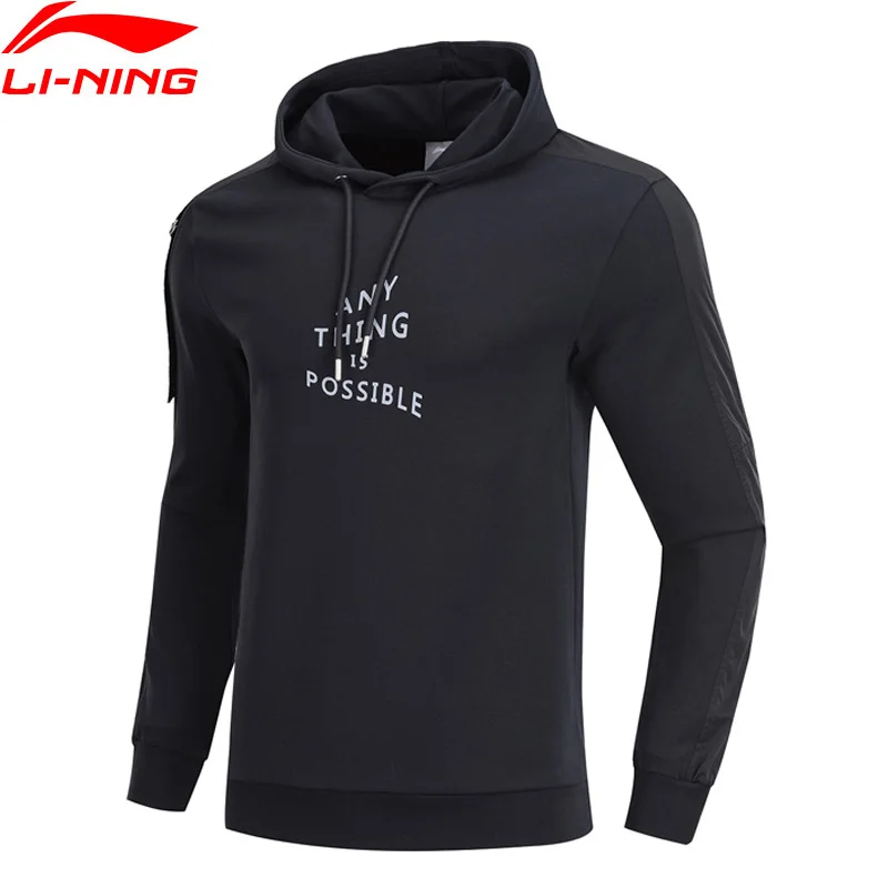 Li Ning Мужская трендовая толстовка с капюшоном принтом хлопок полиэстер спандекс