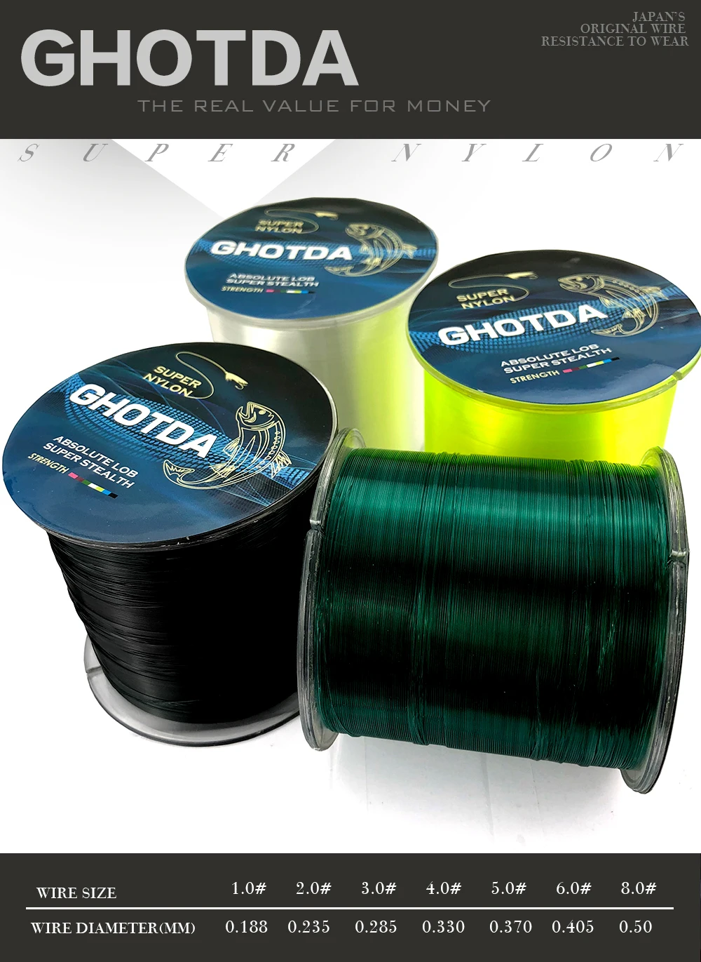 GHOTDA нейлоновая леска из мононити 1000 м 2-13 кг из японского материала