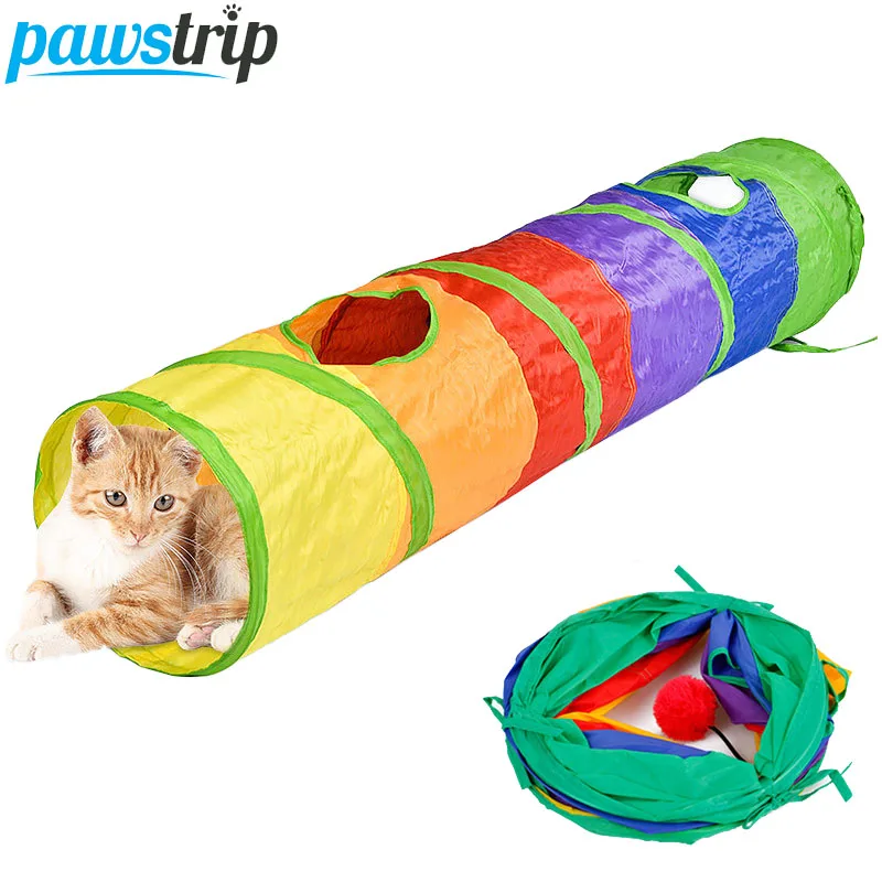 

pawstrip Cat Tunnel Toy Pet Tube Collapsible Kitten Cat Toys Puzzle Exercising Hiding Training Pet Toys For Cats 120cm Long