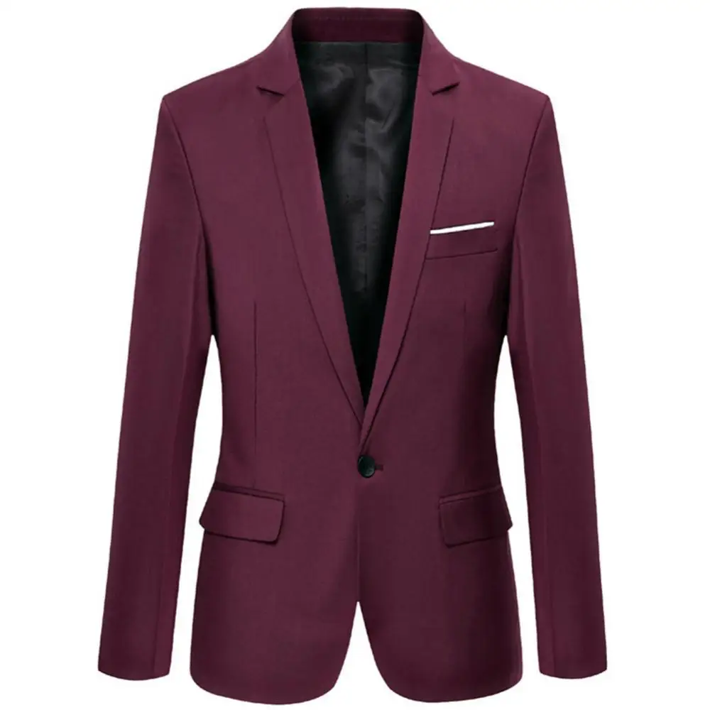 

Fashion Men Solid Color Long Sleeve Lapel Slim Blazer Suit Coat Outwear