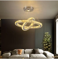 luxury art crystal chandeliers led mordern pendant lamp stainless steel home deco hanging lamp suspension luminaire