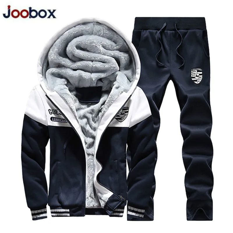 Мужской теплый комплект из 2 предметов флисовый спортивный костюм в стиле