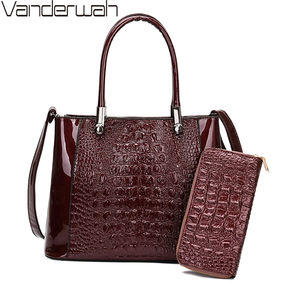 Роскошные крокодиловые женские сумки на плечо высокое качество лакированная